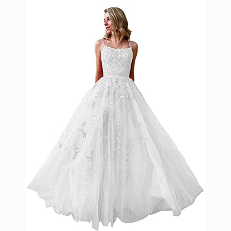 Boho Ball Gown with Embroidered Flowers