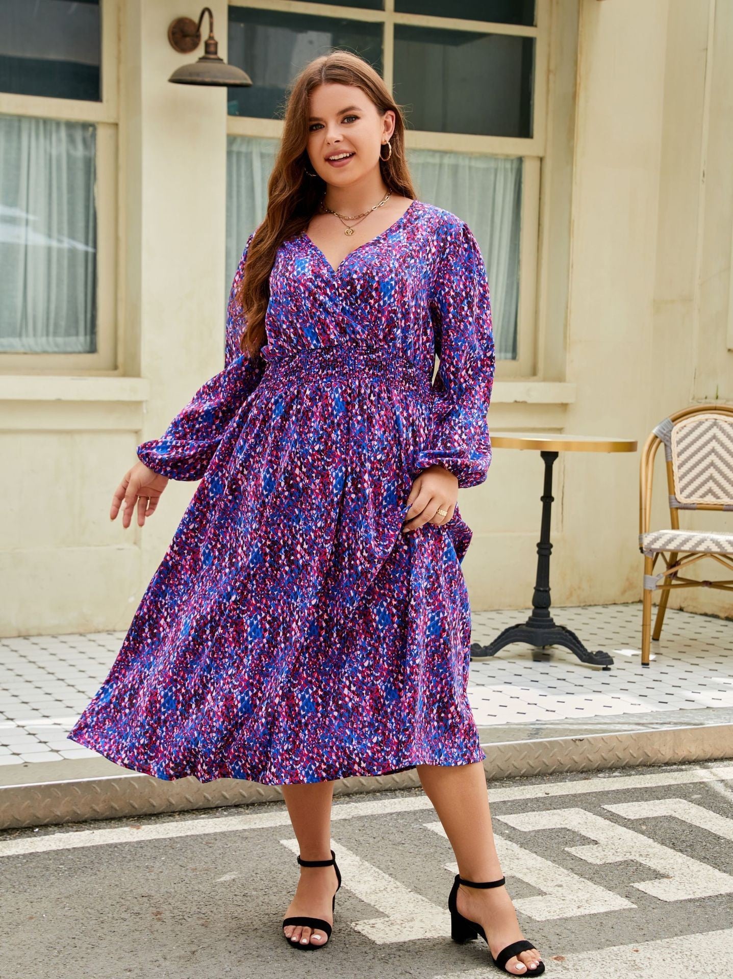 Colorful Print Dress for Plus Size Women