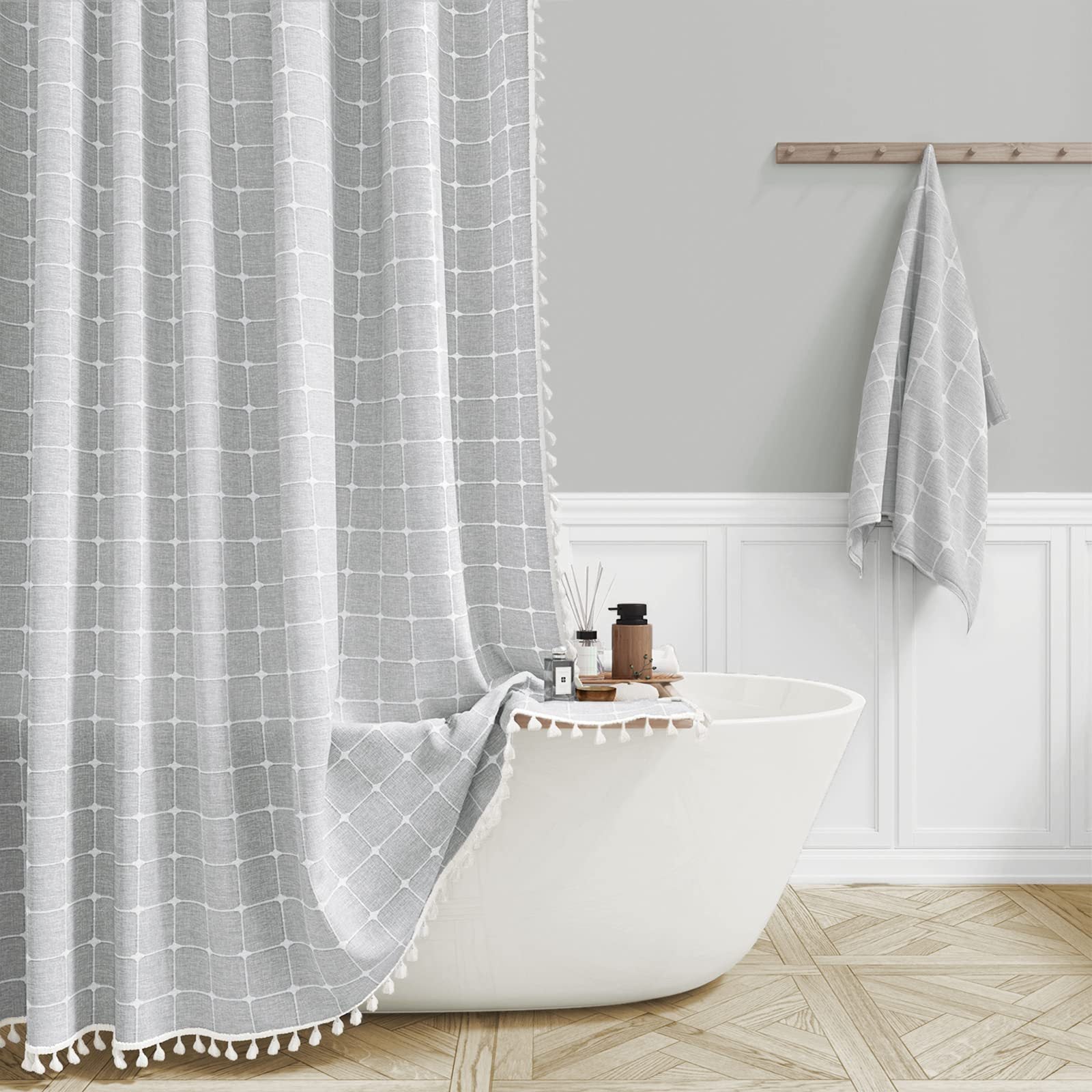 Boho Shower Curtain with Tassels