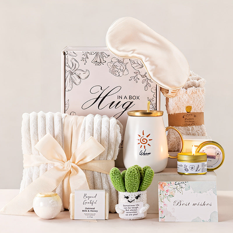 10 Pcs Blanket Home Spa Gift Set - Hug In A Box