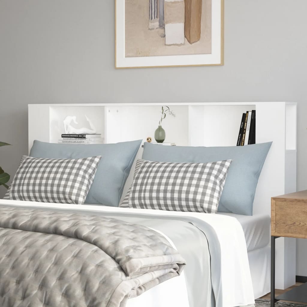 White Headboard with Shelves