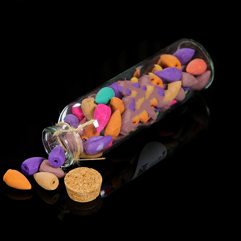 65 Pcs Back flow Waterfall Cones in a Glass Bottle Jar