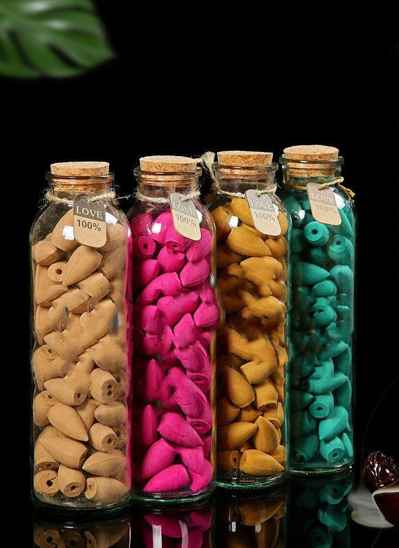 65 Pcs Backflow Waterfall Cones in a Glass Bottle Jar