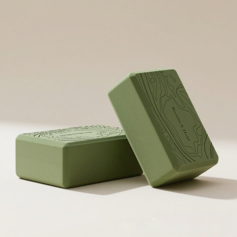 Boho Yoga Bricks with "Breath and Hold" Text