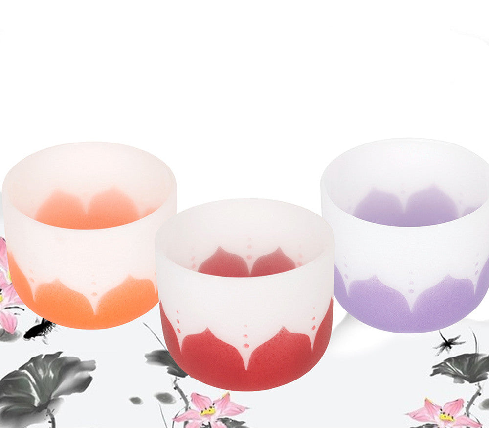8 Inch Colorful Crystal Bowls with Rubber Ring and Mallet