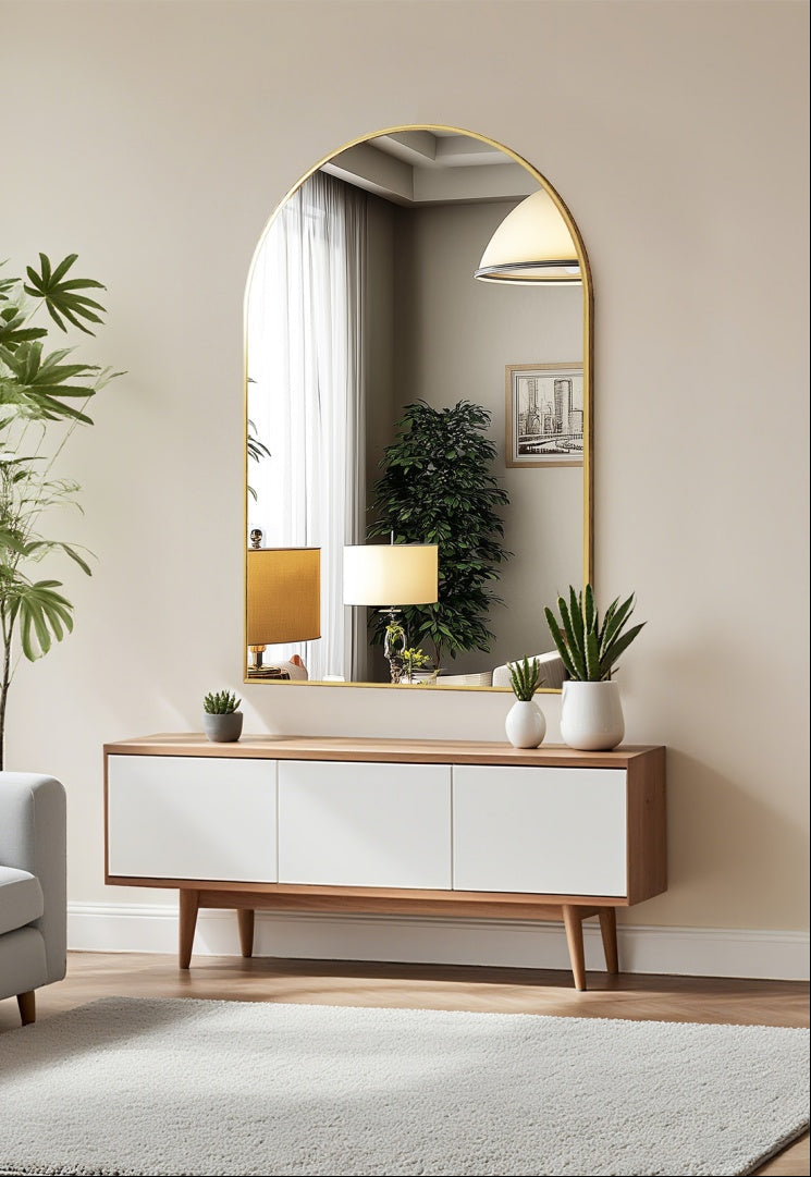 Arched Wide Boho Wall Mirror