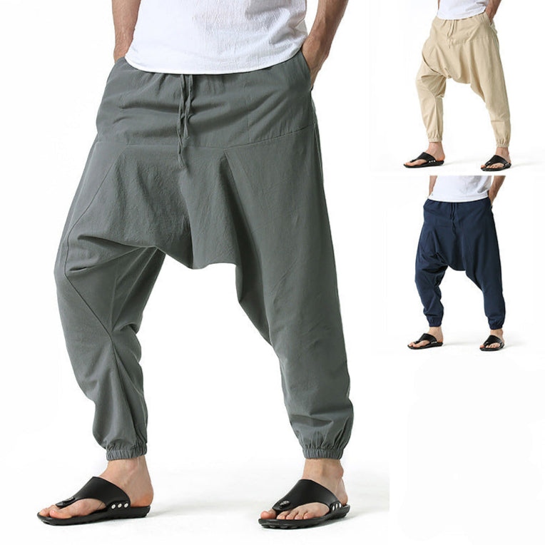 green Baggy Pants Boho Style for Men