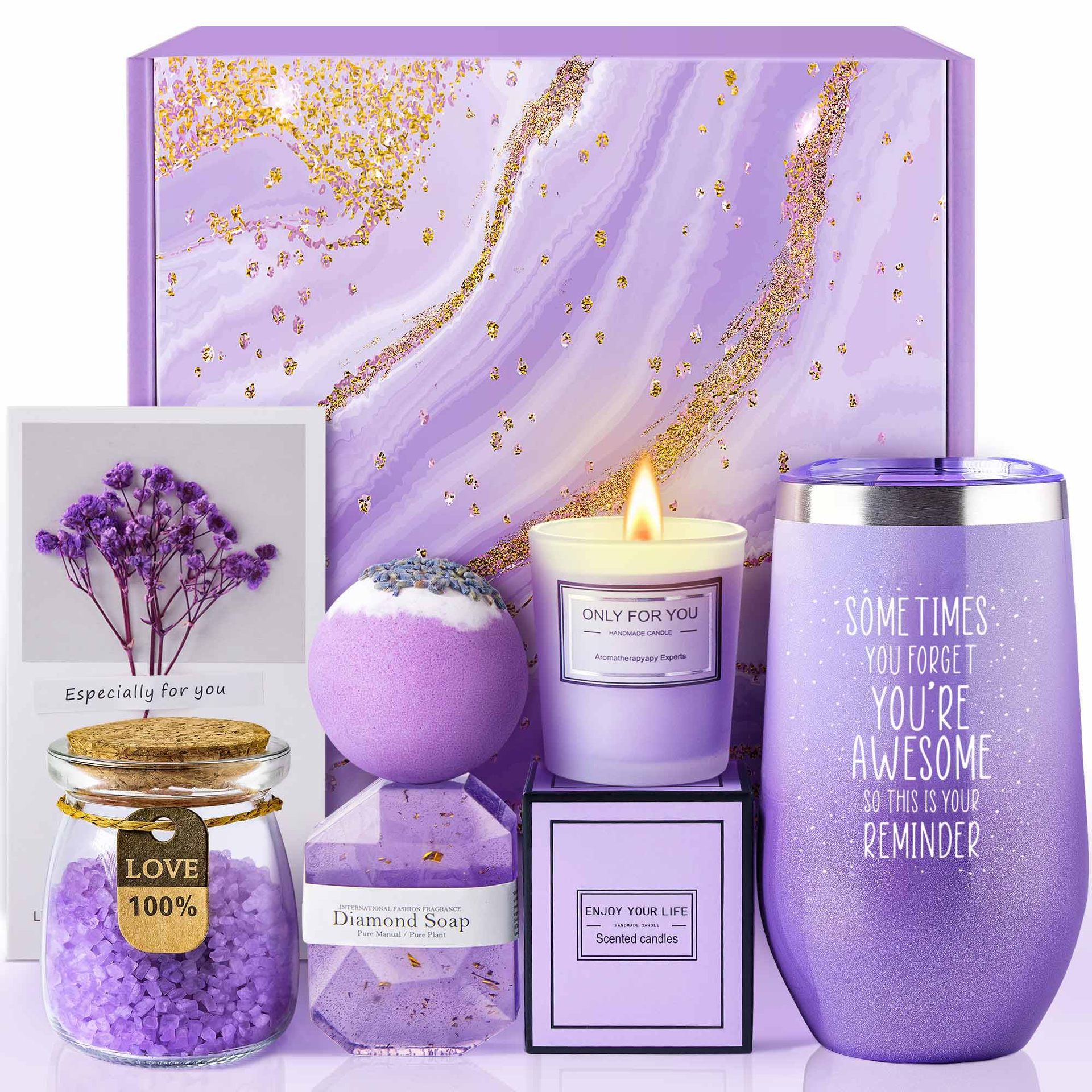 Bath Set with Water Bottle, Sleep Mask and Candle