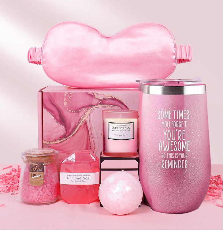 Bath Set with Water Bottle, Sleep Mask and Candle