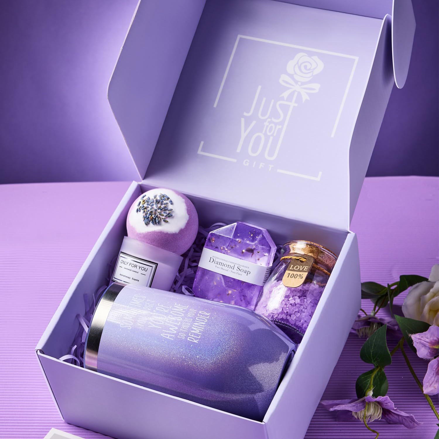 Bath Set with Water Bottle, Sleep Mask and Candles
