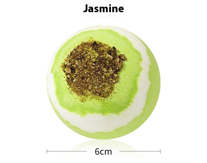 Bath bomb with jasmine fragrance on a white background