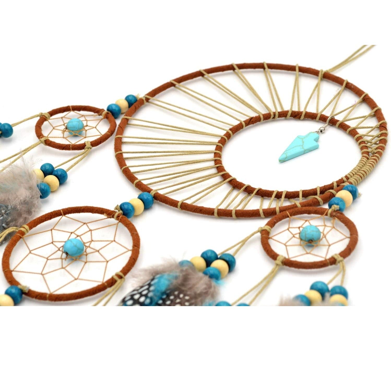 Beaded Dreamcatcher Blue and Brown Colors