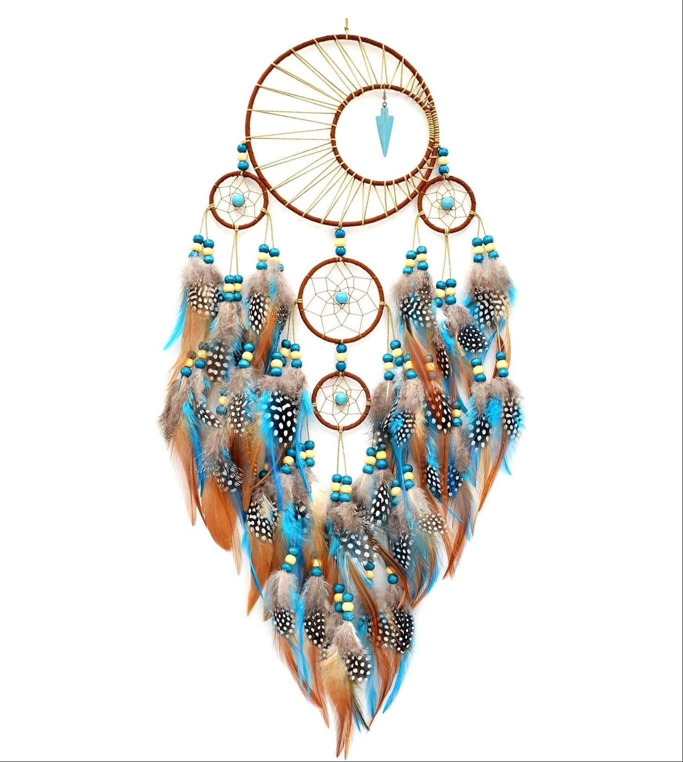 Beaded Dreamcatcher in Blue and Brown Colors