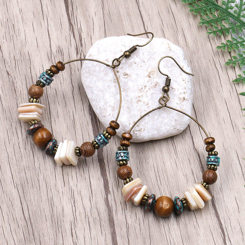 Beaded Round Earrings Boho Style