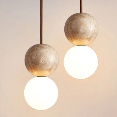 Bedside Hanging Wire Pendant Light - Marble and Concrete Style