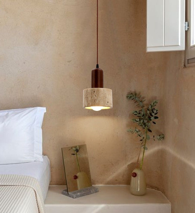 Bedside Hanging Wire Pendant Lights - Marble and Concrete Style