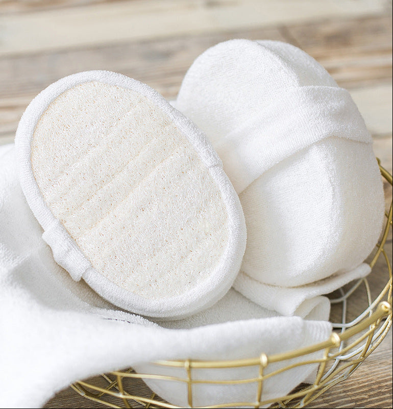 Beige Loofah Bath Sponge with Handle