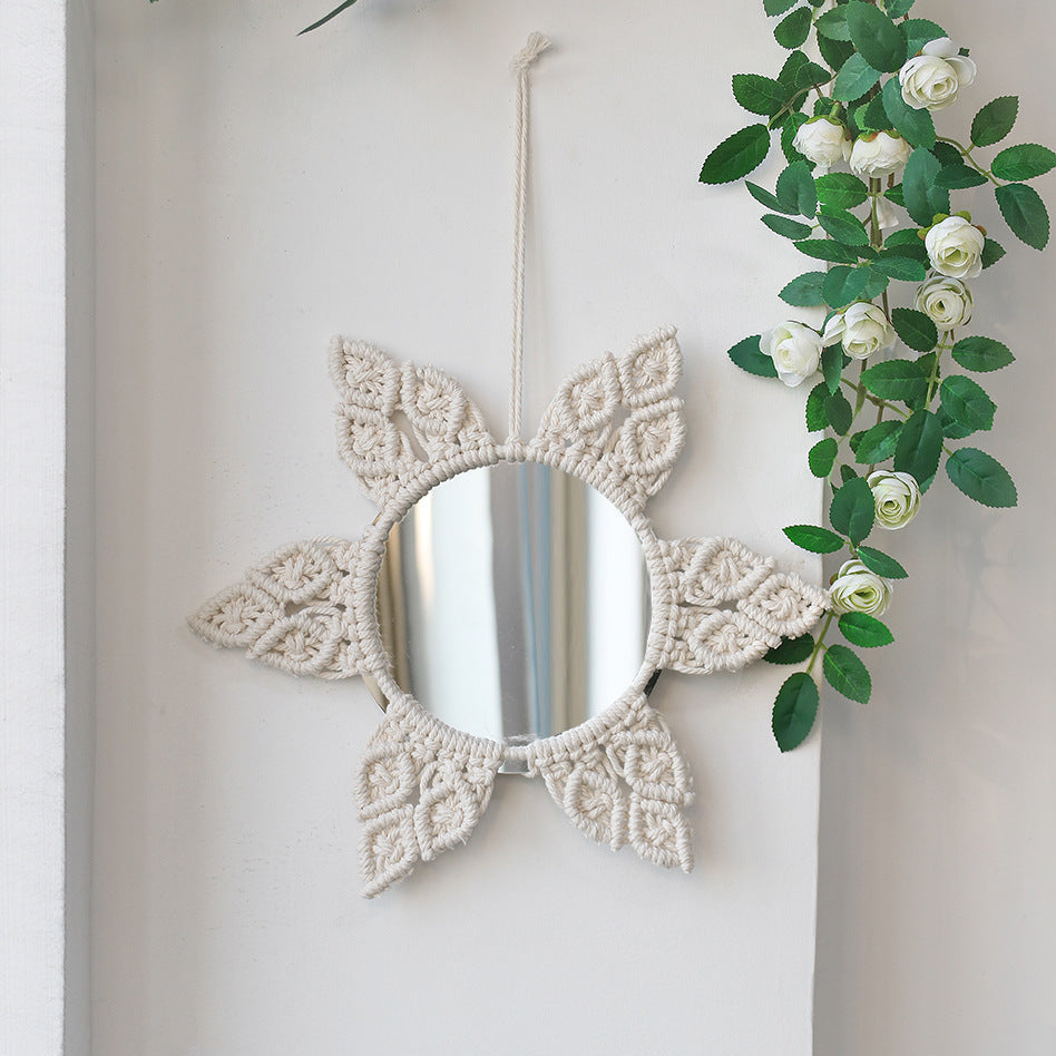 Beige Macrame Mirror Bohemian Designs