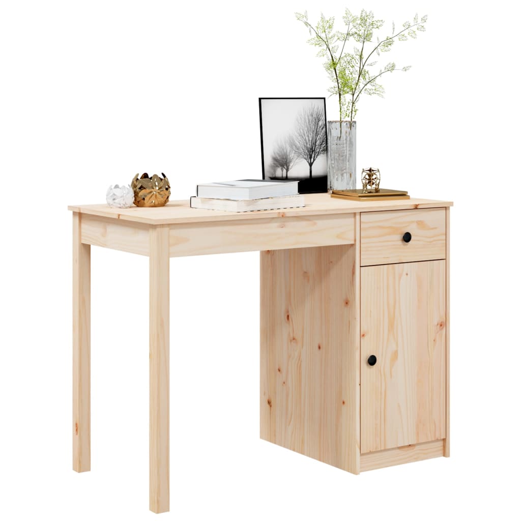 Beige Pine Wood Desk Bohemian Style