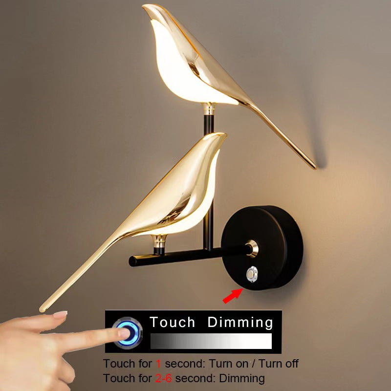 Magpie Bird Bedroom Bedside Wall Lamp