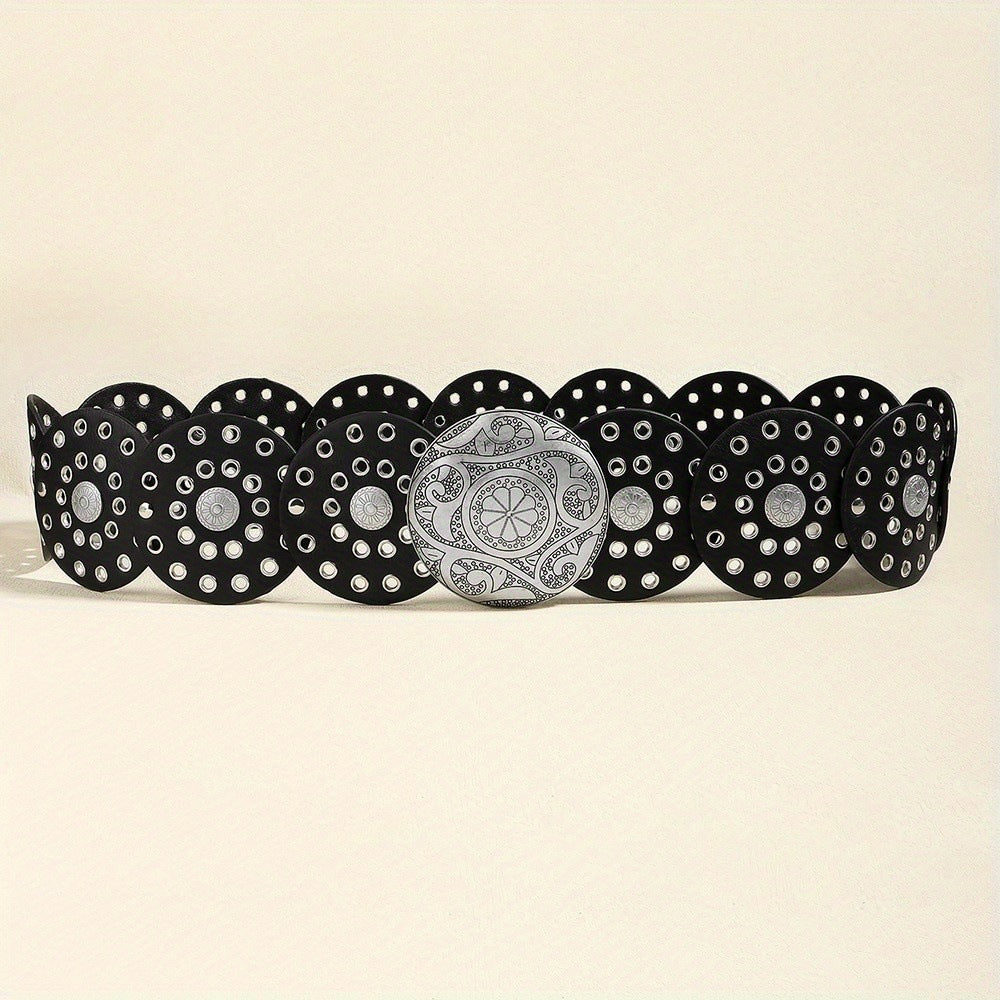 Black and Gold Disc Belt for Women