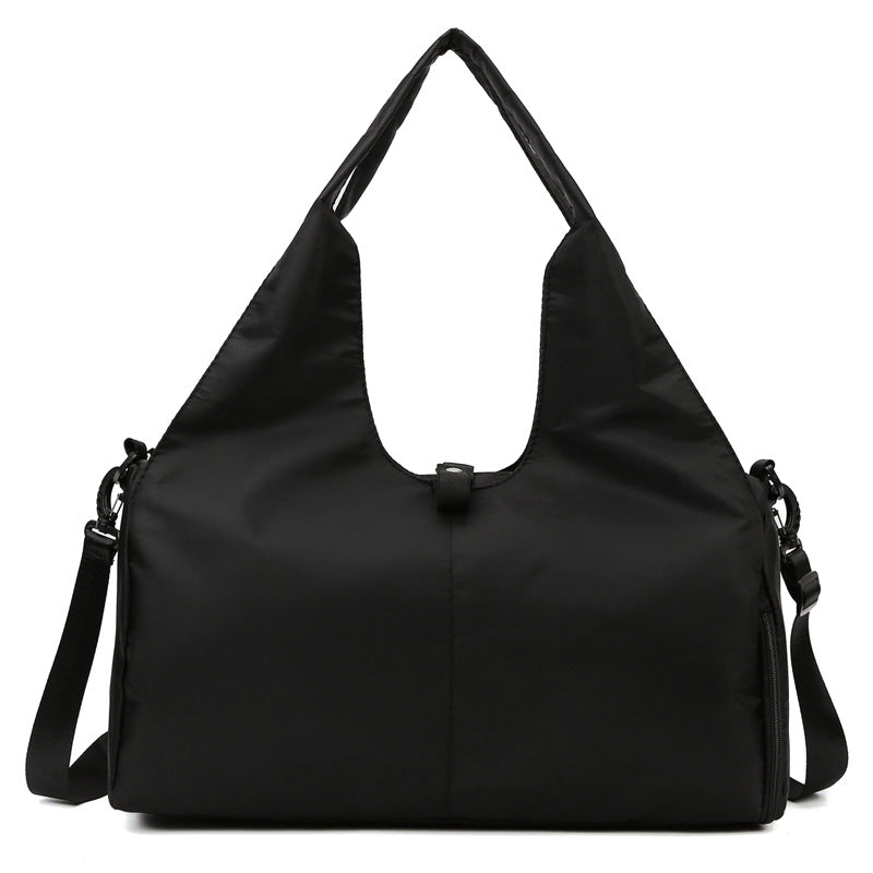 Black shoulder bag on a white background