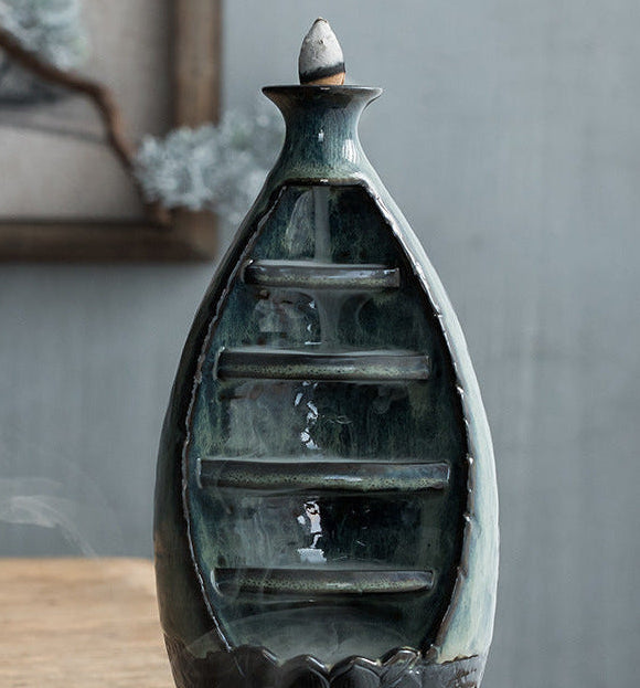 Blue Gray Ceramic Incense Waterfalls