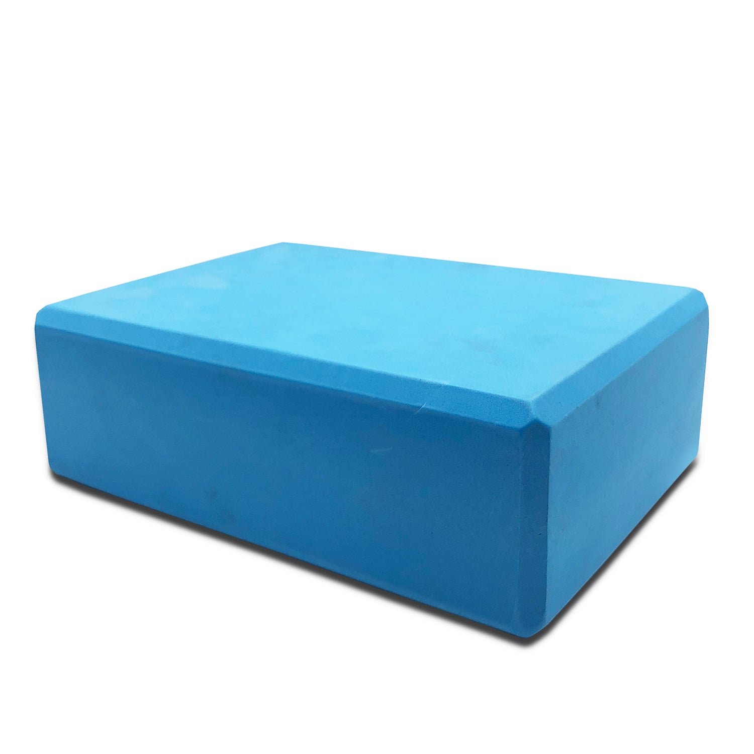 Blue yoga block on a white background