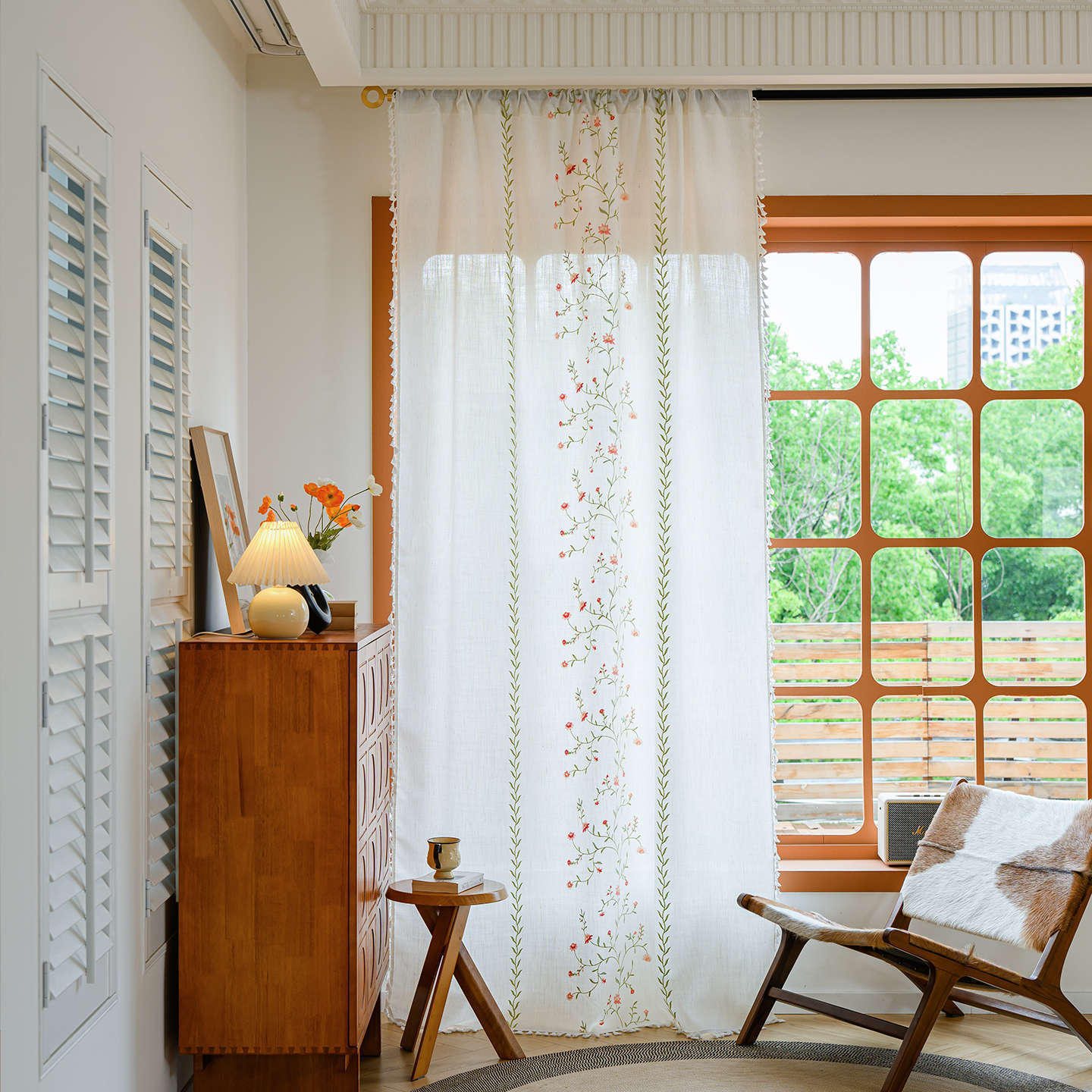 Bohemian Curtains with Flower and Plant Design
