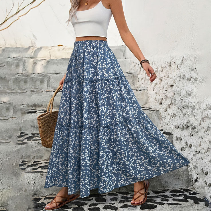 Bohemian Floral A-Line Maxi Skirt