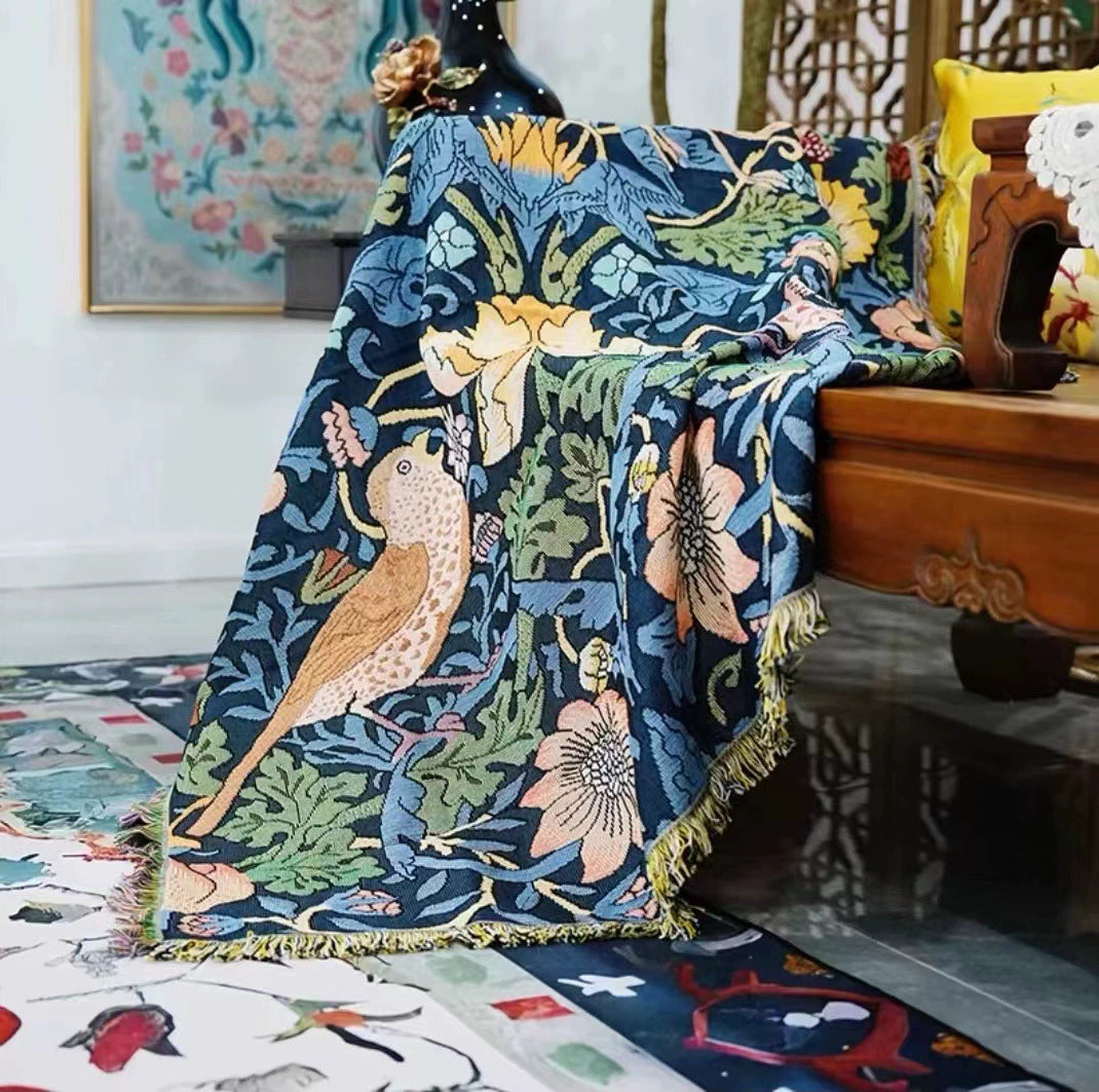bird Bohemian Floral Blankets