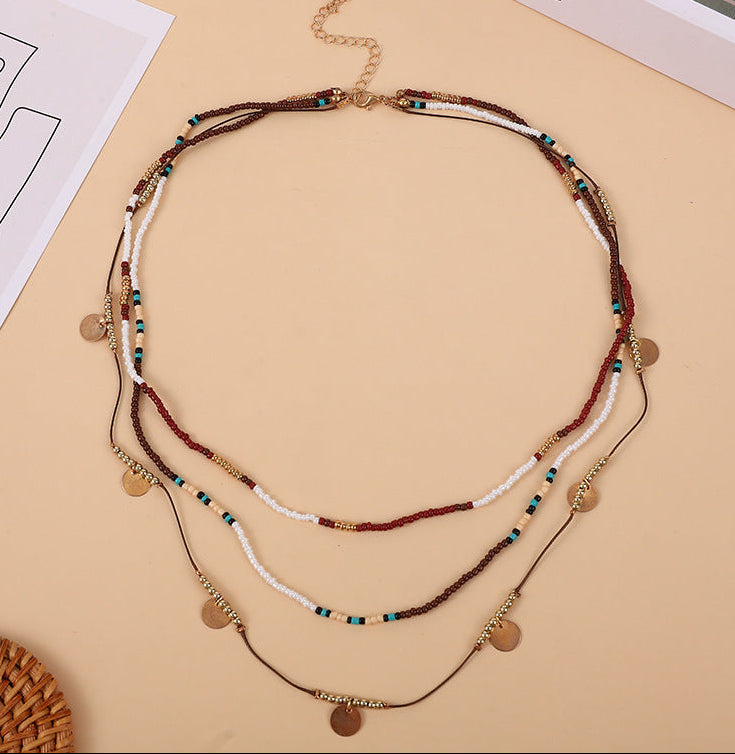 Bohemian Golden Beaded Multi Layer Necklace
