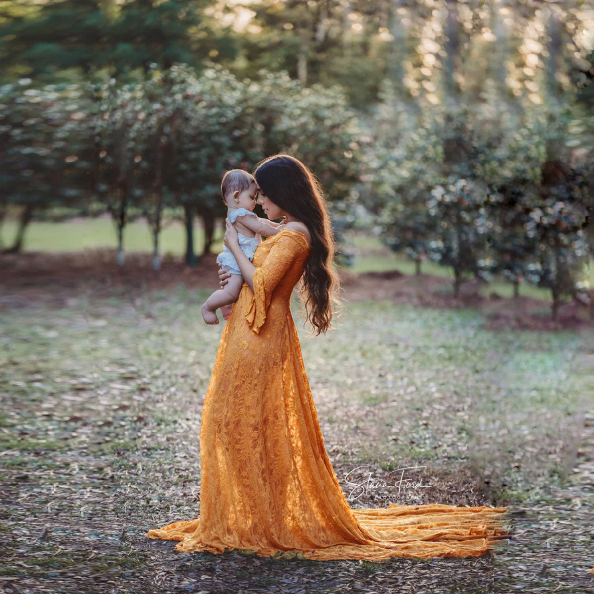 Bohemian Long Tail Mermaid Dress for Pregnancy Photoshoot