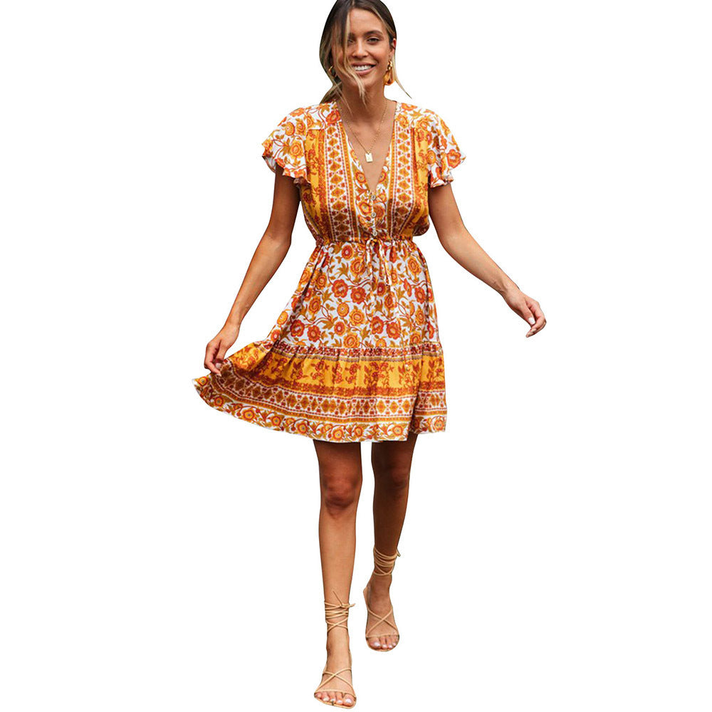 Bohemian Multicolor Patterned Mini Dress