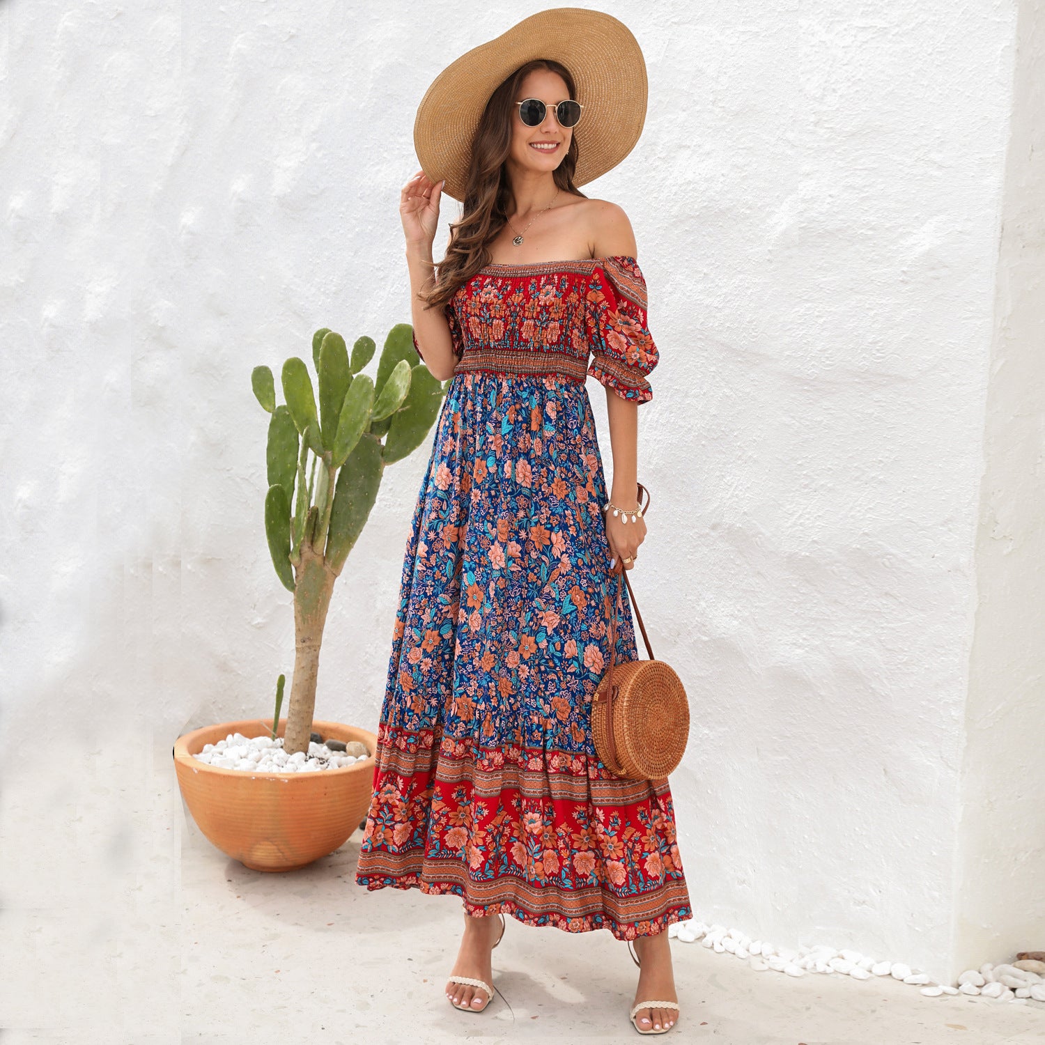 Bohemian Off-Shoulder Beach Dress