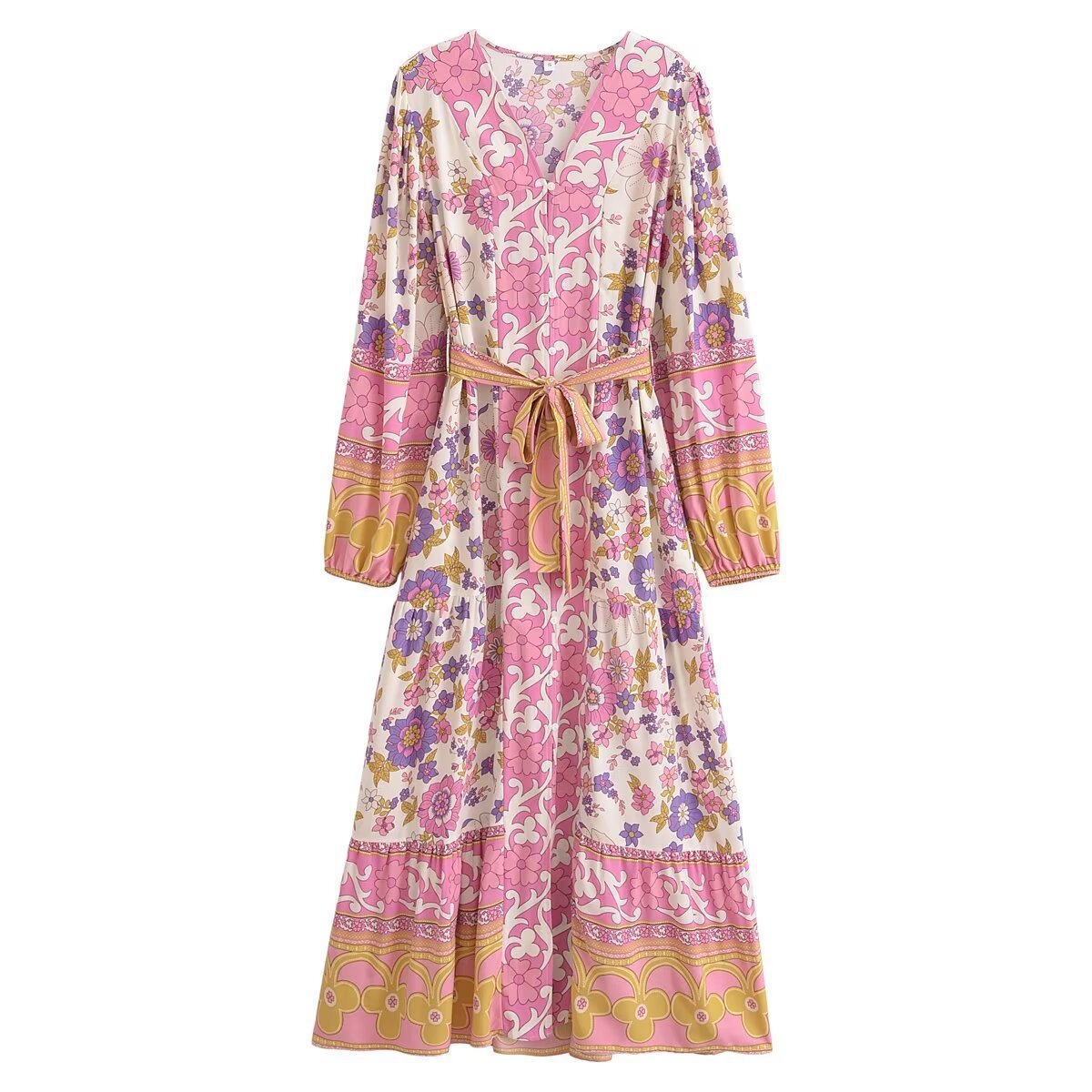 Bohemian Pattern Belt Dress