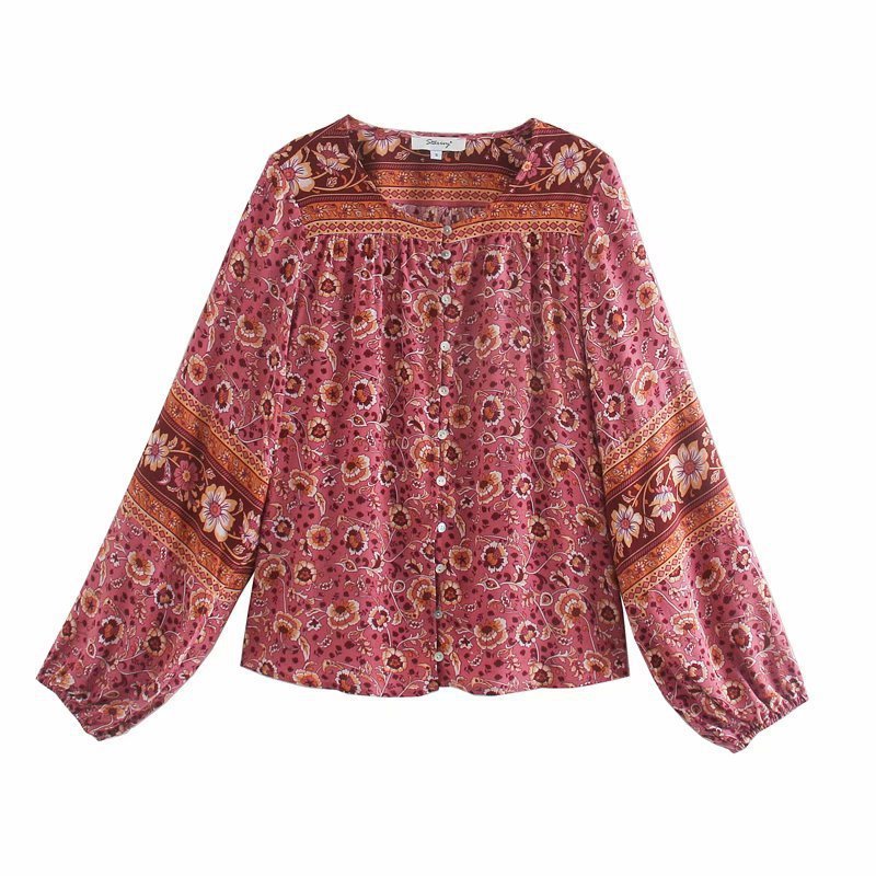 Bohemian Pattern Long Sleeve Blouse