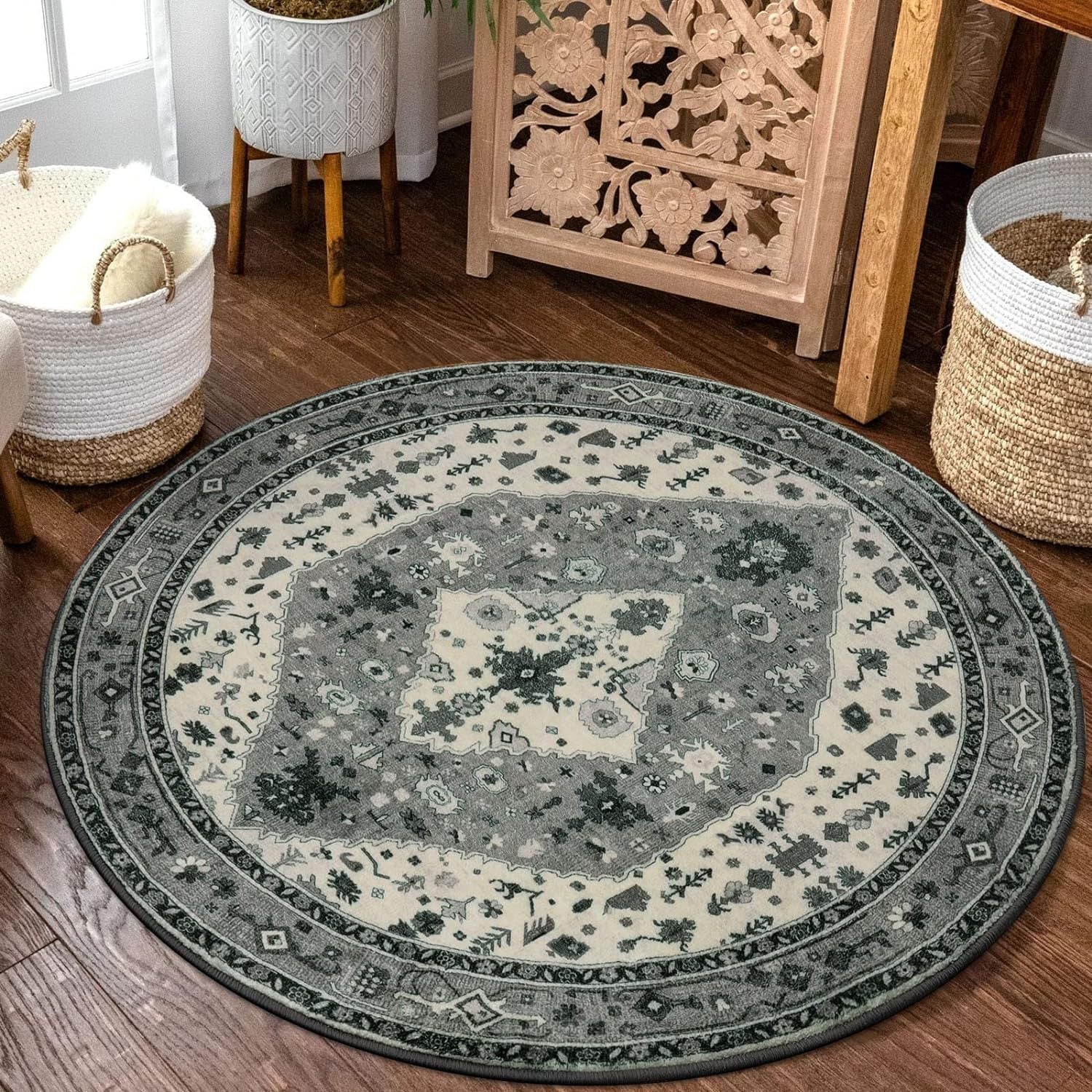 Bohemian Patterned Round Carpet