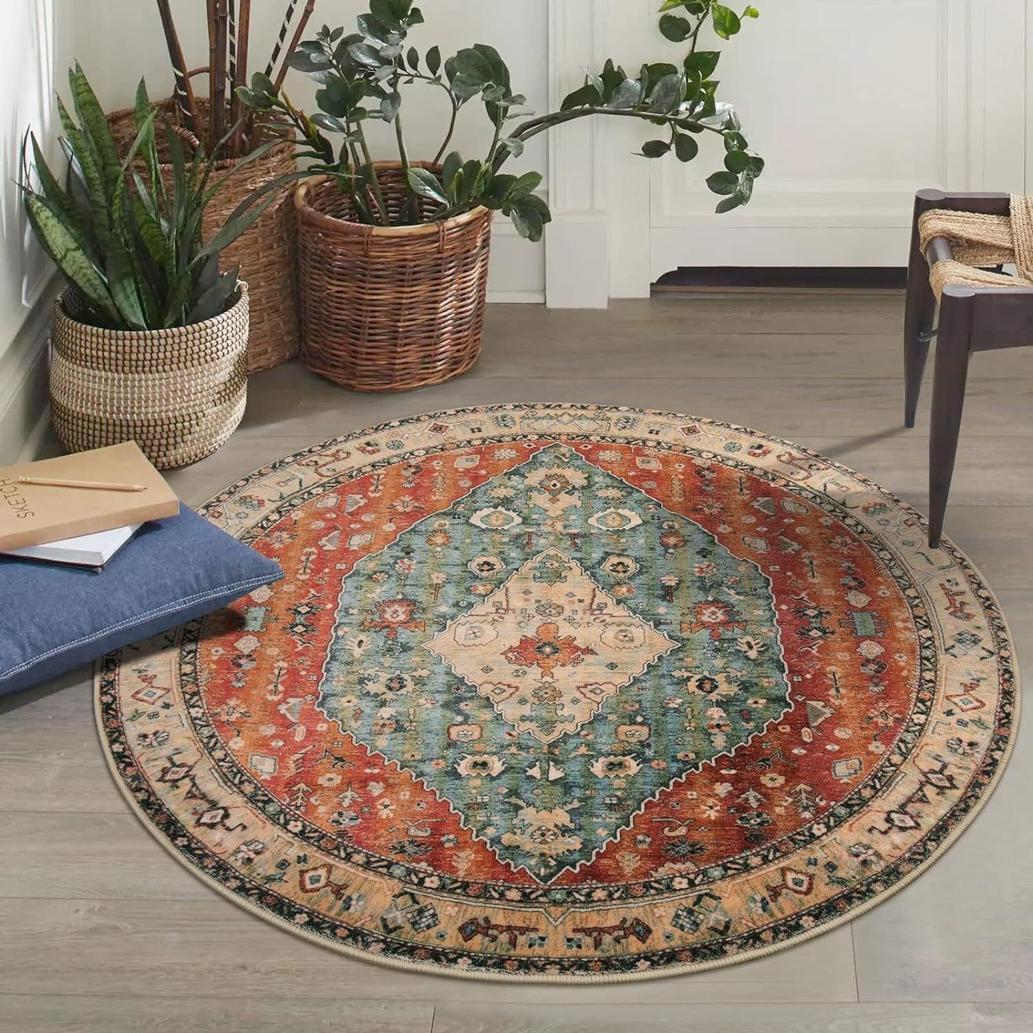 Bohemian Patterned Round Carpet