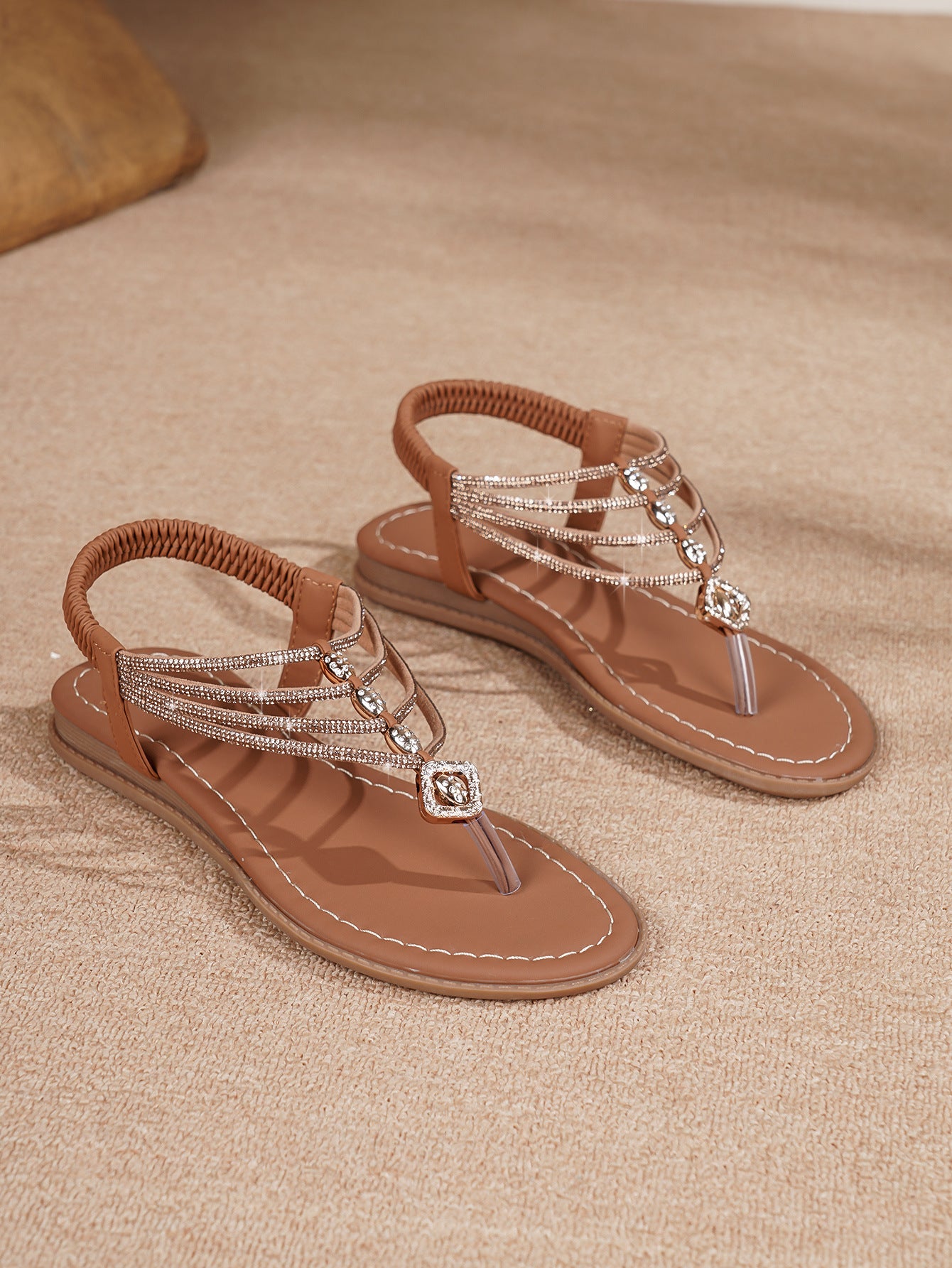 Bohemian Rhinestone Sandals with Crystals