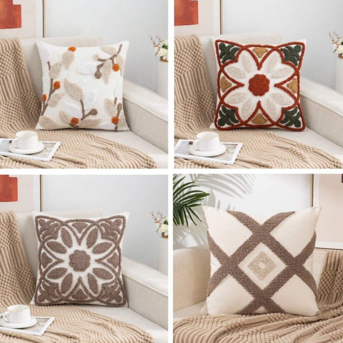 Bohemian Style Tufted Pillow Covers