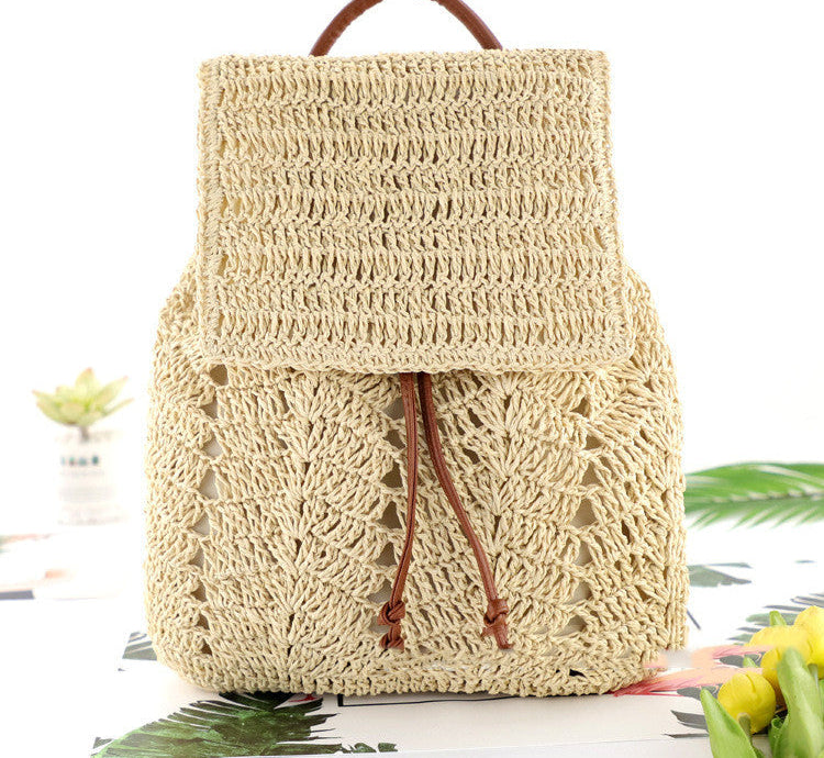 Bohemian Summer Straw Backpack for Women
