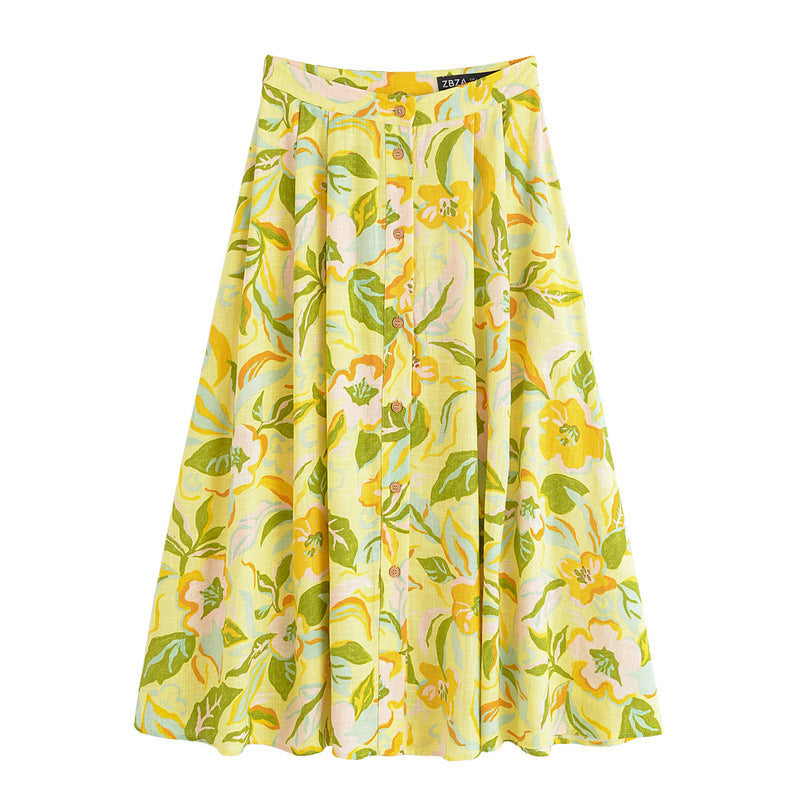 Bohemian Yellow Floral Print Skirt