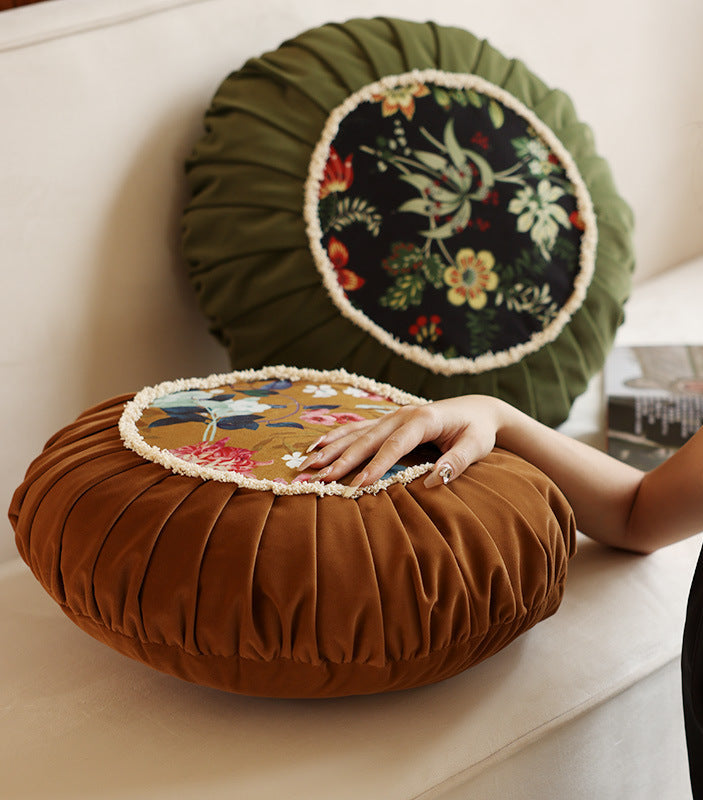 Round Boho Back Seat Cushions with Floral Pattern