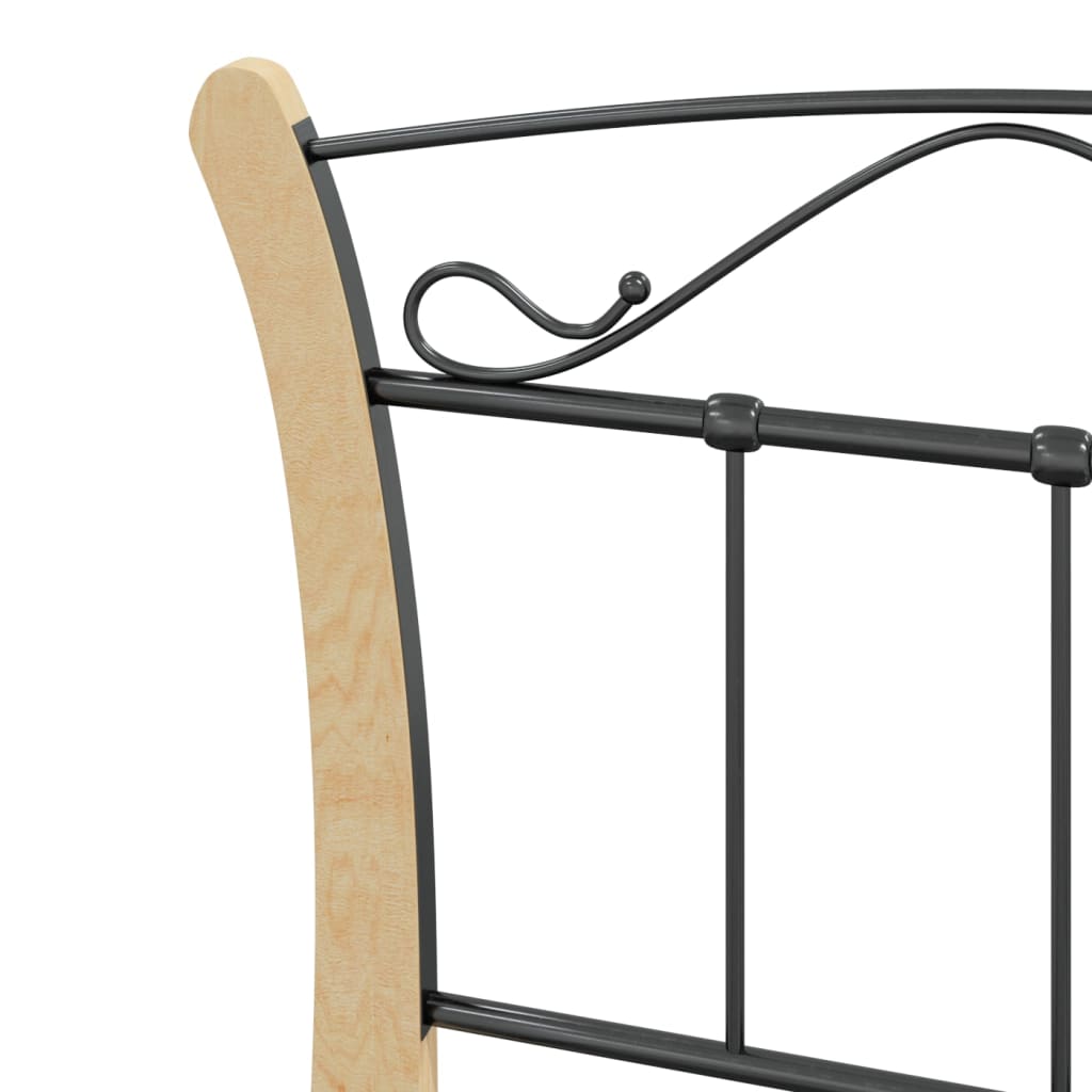 Boho Black Metal Bed Frame with Wood