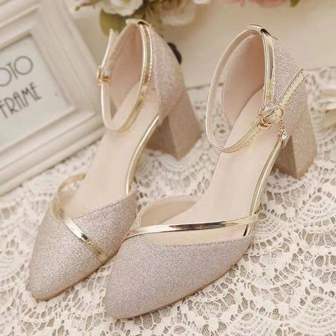 Beige Boho Bridal Shoes with Golden Details