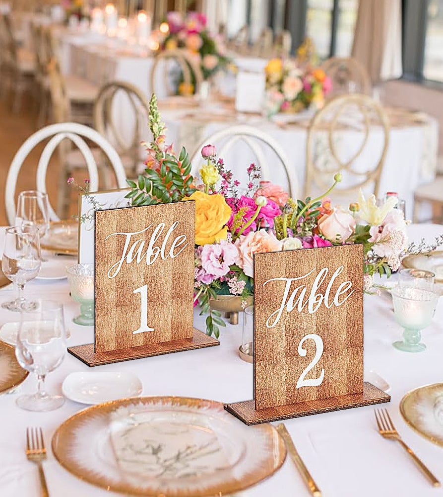 Boho Brown Wooden Table Numbers 1 to 20
