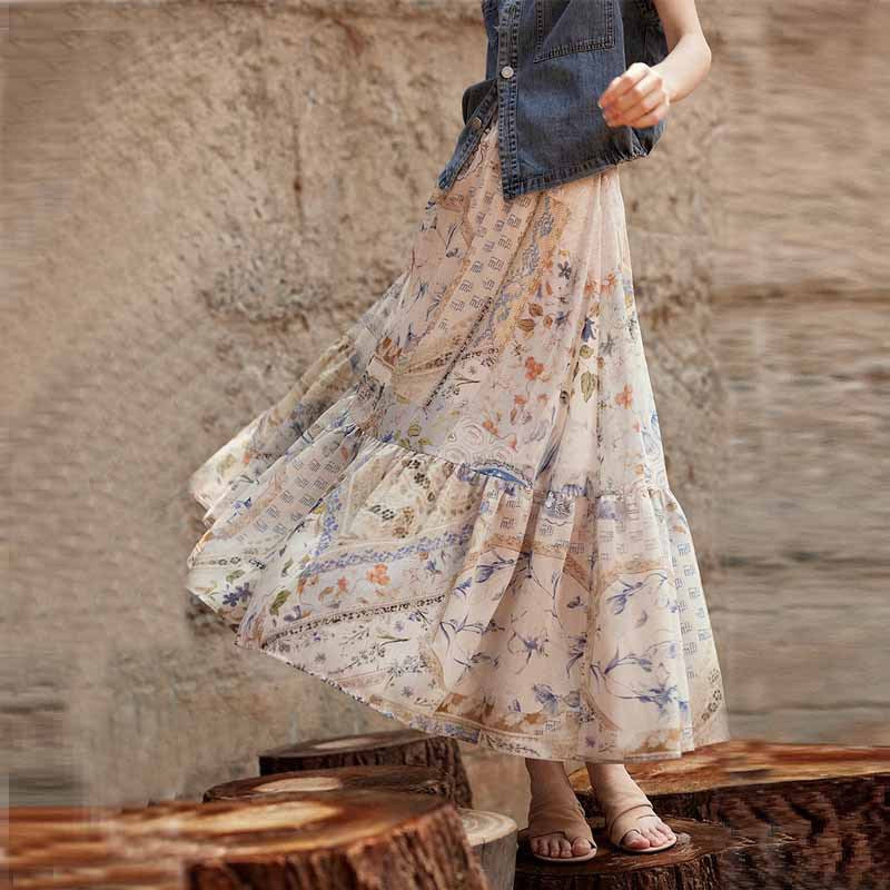Boho Chic Patterned Maxi Skirt
