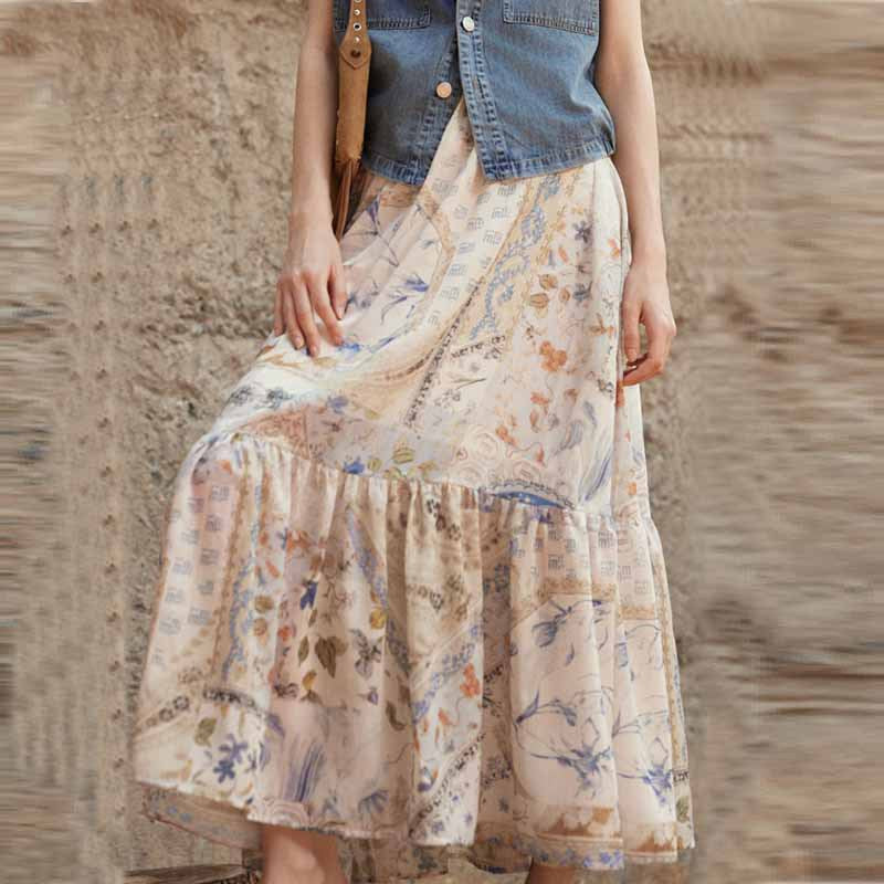 Boho Chic Patterned Maxi Skirt