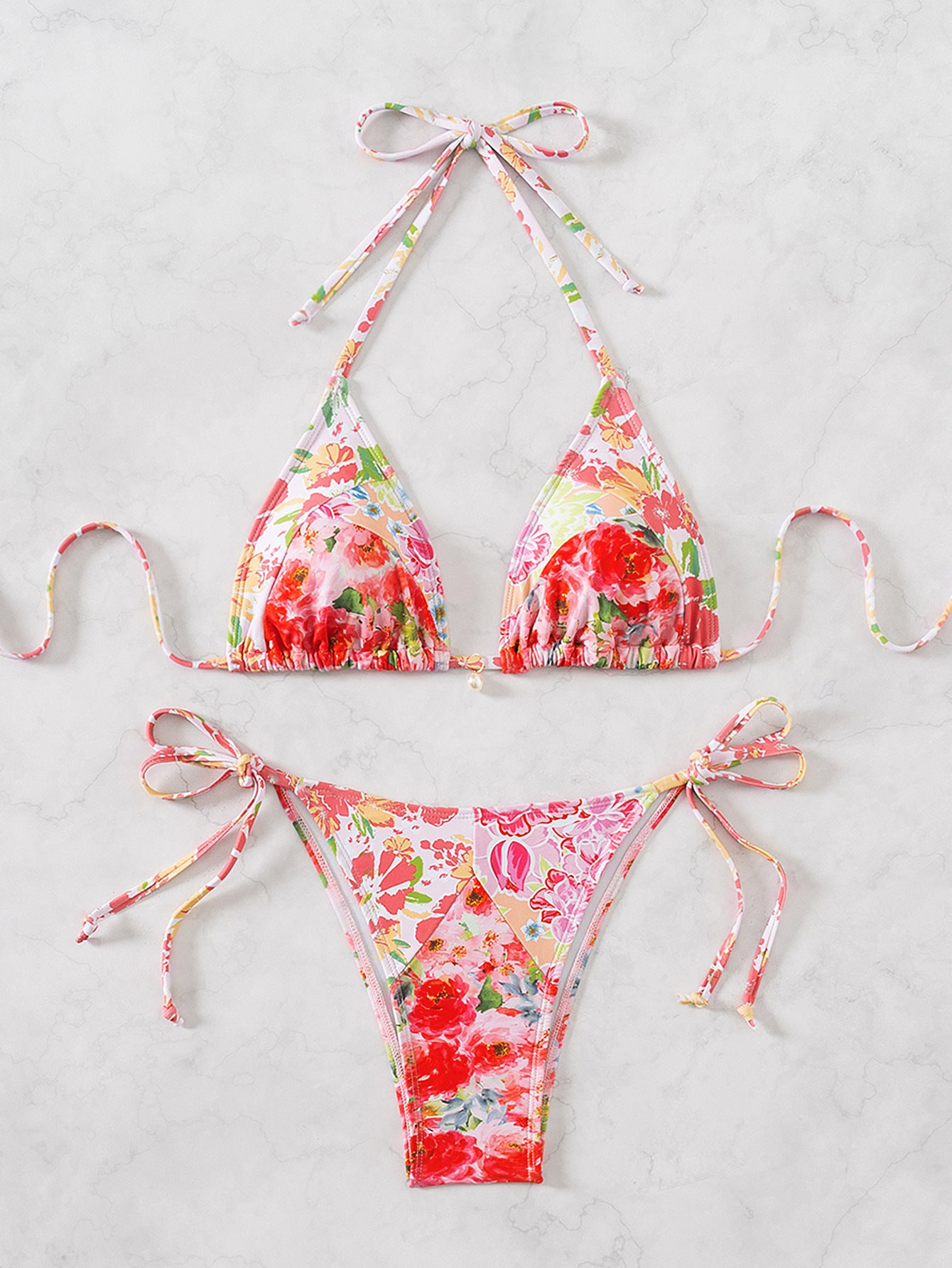 Boho Chic Printed Triangle Bikini Set